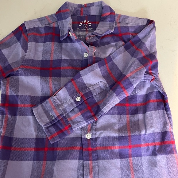 Primary Purple Plaid kids Shirt size 5T - Picture 4 of 5